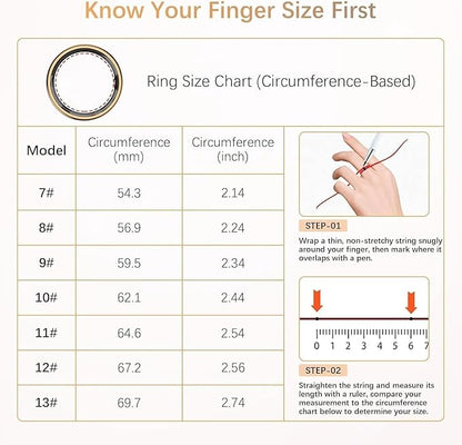 Fit Ring for Women Men, Health Tracker with Heart Rate, Blood Oxygen, Heart Rate Variability, Stress, Sleep Monitor, Step Counter, Smart Ring for iPhone & Android, No Subscription Fee (Gold, 10#)