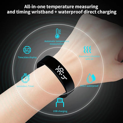 Vibrating Alarm Wristband Heavy Sleepers Adults Wrist Band Shock Clock Watch Bands for Deaf People Silent Bracelet Sleeper Wearable Bed Shaker Sleep Tracker Ring Watches Sleep Apnea Machine
