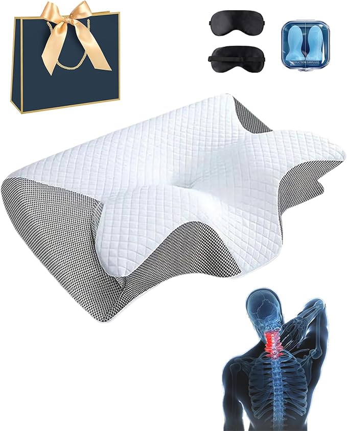 Cervical Pillow, Ergonomic Cervical Memory Foam Pillows, Neck Support Orthopedic Contour Pillows for Side Back Stomach Sleepers (Gray)