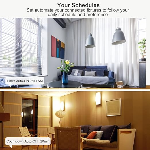 Smart Light Switch,Single Pole Smart Switch Compatible with Alexa and Google Assistant,2.4GHz Wi-Fi,Neutral Wire Required,Remote＆Voice Control,Schedule No Ground Wire (1 Pack 2 Gang)