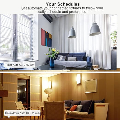 Smart Light Switch,Single Pole Smart Switch Compatible with Alexa and Google Assistant,2.4GHz Wi-Fi,Neutral Wire Required,Remote＆Voice Control,Schedule No Ground Wire (1 Pack 2 Gang)