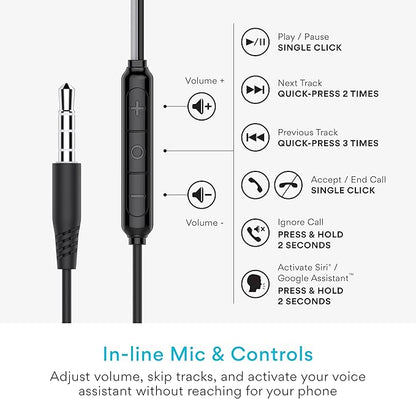 MEE audio SleepTones Wired Sleep Earbuds 3.5mm Plug for Side Sleepers with Lightweight Low-Profile Silicone Earpieces, Noise Reduction Sleeping Headphones with Built-in Mic, & Volume Controls
