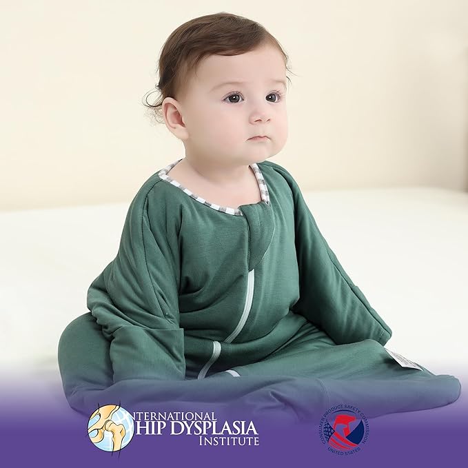 PuppyPaws Baby Sleep Sack 1.5 TOG, Transitional Swaddle 6-9 Months with Arms Up Length Sleeves and Mitten Cuffs, Reversible Wearable Blanket Baby, 95% Viscose from Bamboo, 5% Spandex