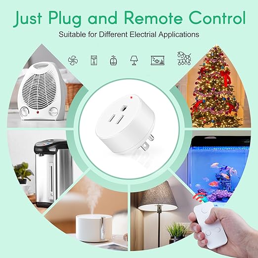 Remote Control Outlet,NineLeaf Wireless Light Switch and Remote Outlet Plug,500ft Control Range,15A/1500W for Appliance,Timer Outlet for Lights,Lamps,Fans,2 SW+ 1 Outlets