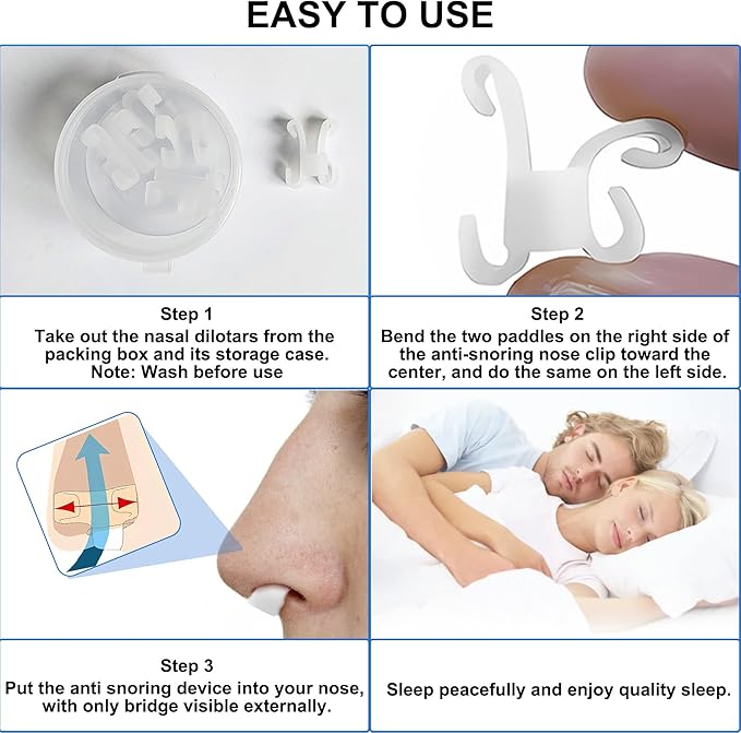 Nasal Dilators for Sleeping & Breathing - 4 Pack Anti Snoring Nose Clip to Improve Airflow & Snoring - Nose Opener Anti Snoring Devices for Men and Woman