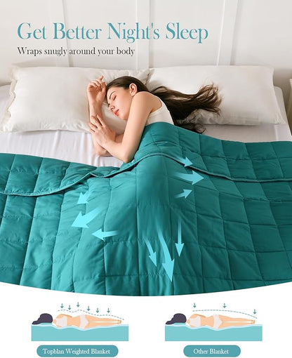 Topblan Weighted Blanket Queen Size 20lbs, Soft Cooling Weighted Blanket for Adults, Breathable Heavy Microfiber with Glass Beads Warm Blanket for Sofa Bed All Season, 60 x 80 inches, Green