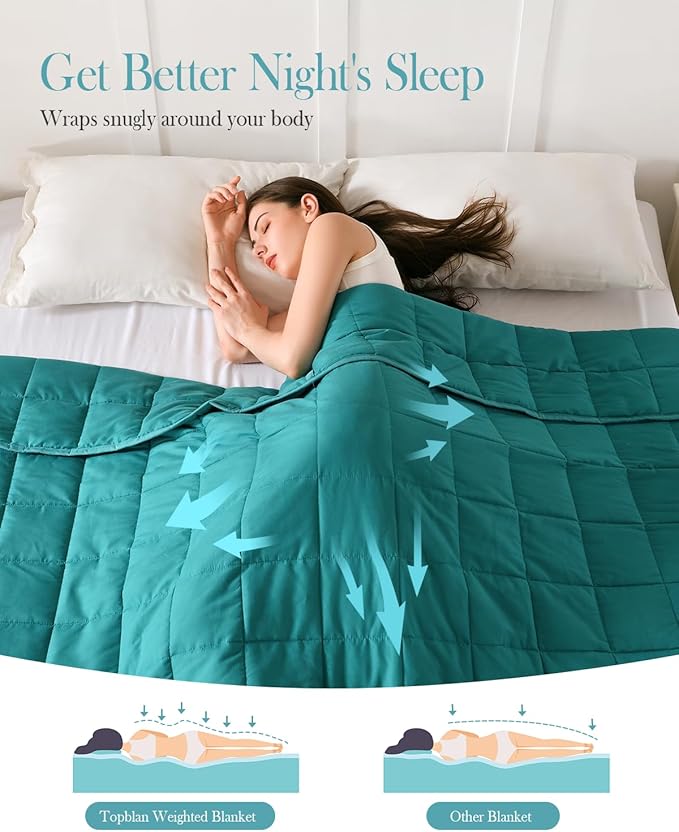 Topblan Weighted Blanket for Adults 15lbs, Breathable Cooling Weighted Blanket, High Breathability Heavy Blanket, Soft Material with Glass Beads for All Season, Sofa Bed, 60"x80" Queen Size,Green