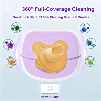 Portable Pacifier Sterilizer Box, USB Rechargeable Sterilize Case, 3-Minute High Efficiency Cleaning for Baby Pacifiers On The Go