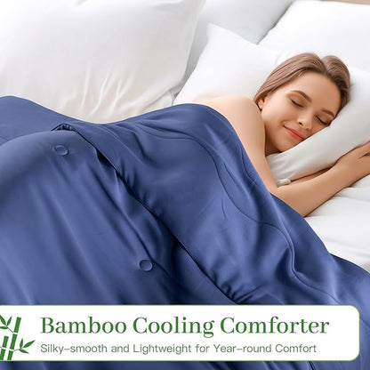NEXHOME PRO 100% Viscose Derived from Bamboo Comforter King Size - Cooling & Moisture-Wicking Bedding - All Season Lightweight Design - Natural Organic King Duvet Insert