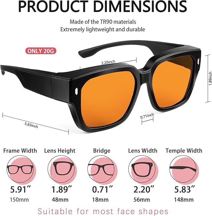 Sleep Blue Light Blocking Glasses for Men and Women, Computer Gaming Glasses Anti Eyestrain & UV Glare