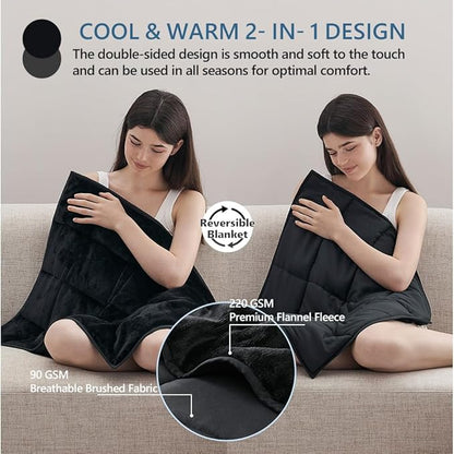 L'AGRATY Weighted Lap Blanket 7lb: Small Weighted Blankets for Adults Portable Travel - Cooling Pad Blanket for Relaxation Sleeping - Cozy Lap Washable All-Season(29" x 24")