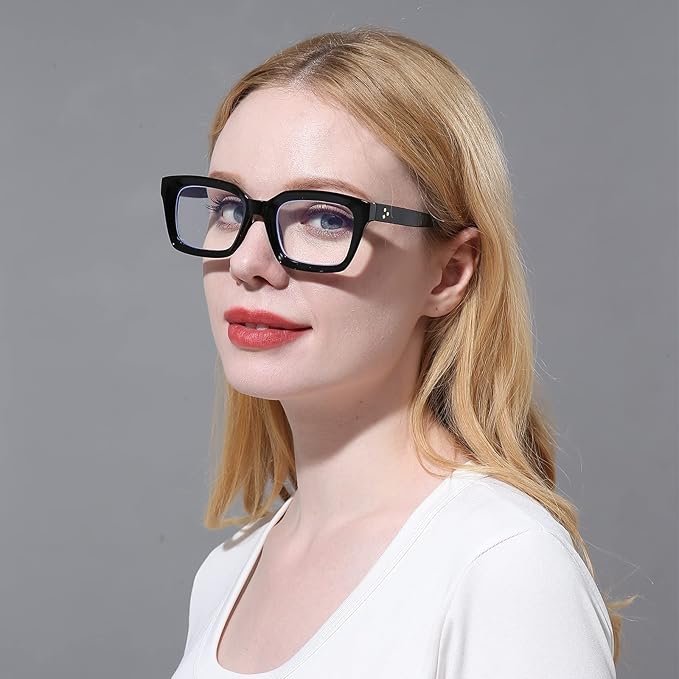 DXYXYO Reading Glasses Women 1.5 Blue Light Blocking, Oprah Style Square Oversized Computer Readers 3 Pack Retro Fashion, Pink+red+black
