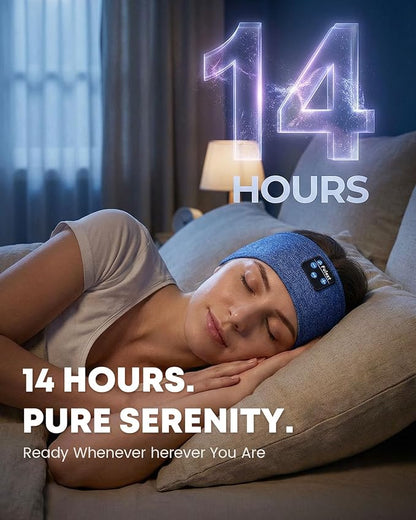 Sleep Headphones Bluetooth 5.4, Sleeping Headphones for Side Sleepers, Ultra-Thin Stereo Speakers & Long-Lasting Time Battery, Soft & Sweat-Proof for Sports Yoga Nap