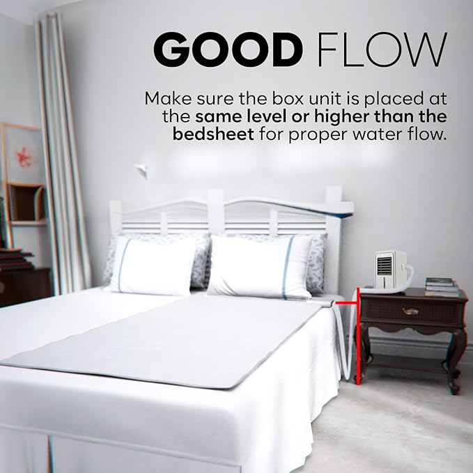 Adamson B10 Gray Bed Cooling System - Twin 75” L x 39” W - Water Bed Cooler Ideal for Hot Sleepers - 100% Cotton Mattress Cooling Bed Pad for Night Sweats - 5-Year Assurance