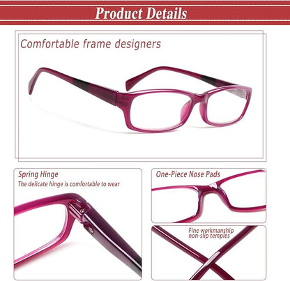 Kerecsen Reading Glasses 5 Pairs Fashion Ladies Readers Spring Hinge with Pattern Print Eyeglasses for Women (Mix Color -9, 2.75)