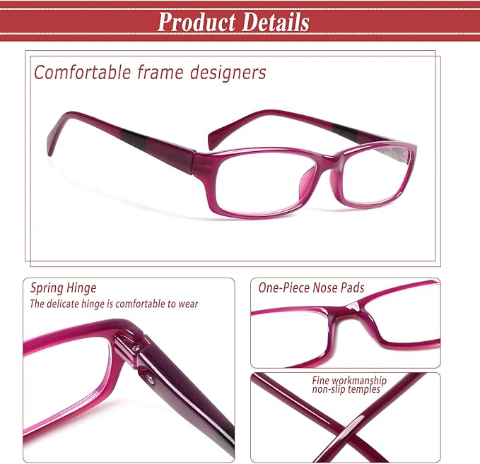Kerecsen Reading Glasses 5 Pairs Fashion Ladies Readers Spring Hinge with Pattern Print Eyeglasses for Women (Mix Color -9, 3.50)