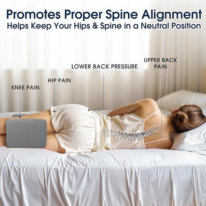 BlissTrends Memory Foam Knee Pillow, Knee Pillow for Side Sleepers, Leg Pillows for Sleeping Blood Circulation, Elevation Pillow for Spine Aligning, Sciatica, Back, Hip, Knee, Ankle Pain, Grey