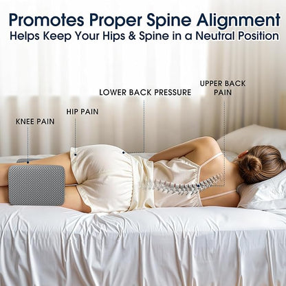 BlissTrends Memory Foam Knee Pillow, Knee Pillow for Side Sleepers, Leg Pillows for Sleeping Blood Circulation, Elevation Pillow for Spine Aligning, Sciatica, Back, Hip, Knee, Ankle Pain, Grey