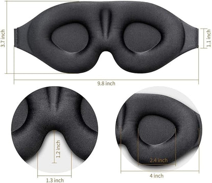 Signature 8 3D Eye Mask Sleep Mask for Men & Women, 100% Pressure-Free & Light Block-Out Eye Mask for Sleep with Easy Adjustable Strap, Night Eye Cover for Travel, Black