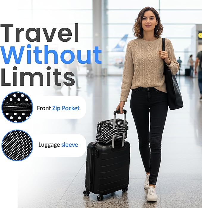 40Winkz USA, Travel Carrying & storage bag compatible with ResMed AirMini Machine, Carrying Case with adjustable shoulder strap and luggage strap Black (Empty Bag Only) (Black & White)