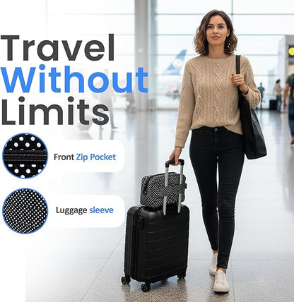 40Winkz USA, Travel Carrying & storage bag compatible with ResMed AirMini Machine, Carrying Case with adjustable shoulder strap and luggage strap Black (Empty Bag Only) (Black & White)