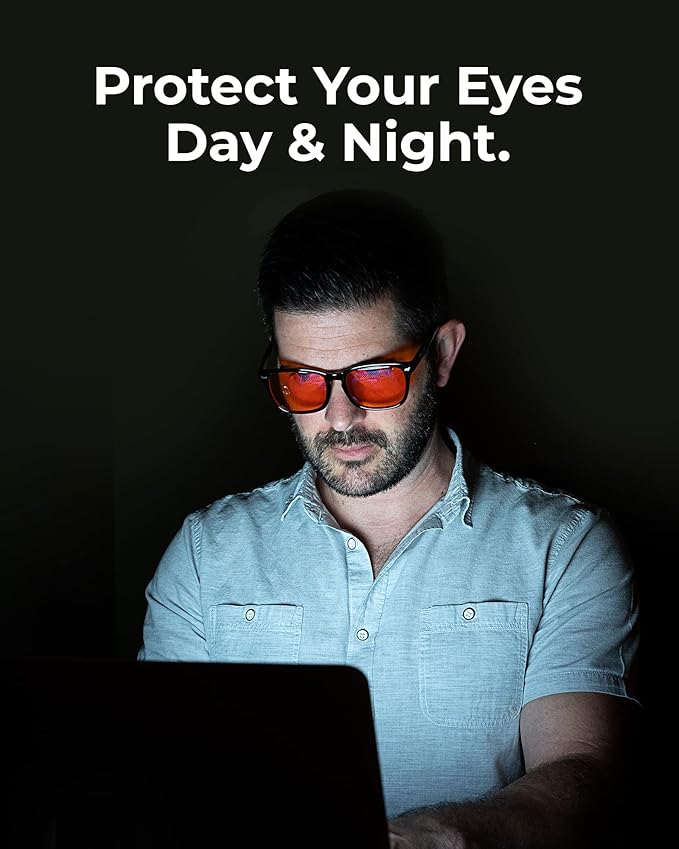 100% Blue Light Blocking Glasses - Better Sleep Anti Eye Strain Protection - Computer Gaming Women Men