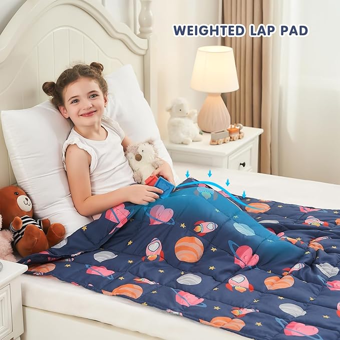 yescool Plane Weighted Blanket 7 Pounds Cooling Weighted Lap Blanket, Space Heavy Blankets, Breathable Weighted Throw Blanket Gift for 60-80lbs, 40"x60"