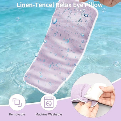 Organic Linen Eye Pillow with Lavender & Flaxseed - Relaxation for Yoga, Meditation & Stress - Microwavable Warm/Cool Compress - Mindful Gift