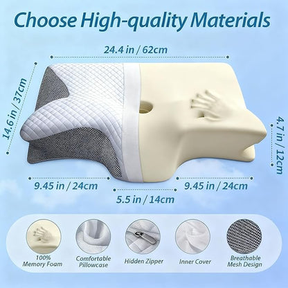 2026 Upgraded Air Way Sleep Apnea Pillow - Premium Memory Foam, Breathable & Not Stuffy, Ergonomic Design for Side/Back/Stomach Sleepers (Gray)