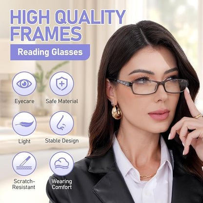 Kerecsen Reading Glasses 5 Pairs Fashion Ladies Readers Spring Hinge with Pattern Print Eyeglasses for Women (5 Grey, 1.25, x)