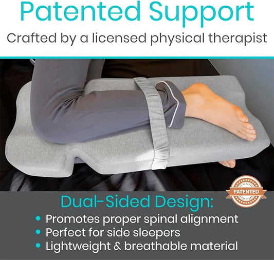 Leg Pillow for Side Sleeping - Hip Pain Pillow for Between Legs - Memory Foam Wedge for Hip, Knee, Back Relief, Pregnancy, Sciatica - Orthopedic Breathable, Machine Washable Cover