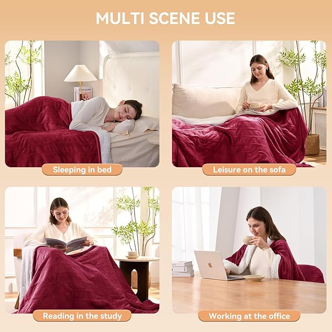 Heated Blanket Electric Blanket Full 72"x84" Heating Blanket with 9 Heating Levels 10 Timer Modes Auto-Off Fast Heating Overheat Protection ETL Certified Machine Washable Gift