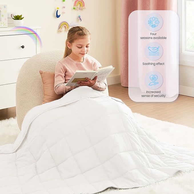 HOSUKKO Weighted Blanket - 3 lbs White Heavy Blanket - Breathable Blanket(20 * 30 inches, 3 lbs)