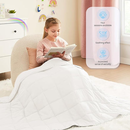HOSUKKO Weighted Blanket - 10 lbs White Heavy Blanket - Breathable Blanket(41 * 60 inches, 10 lbs)