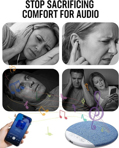 Bone Conduction Pillow Speaker for Sleeping, Under Pillow Speaker with Bone-Acoustic Fabric Diffusion, Bluetooth Ultra-Flat & Soothing White Noise & Hi-Fi Sound, Automatic Shut-Off Timer (1pc)