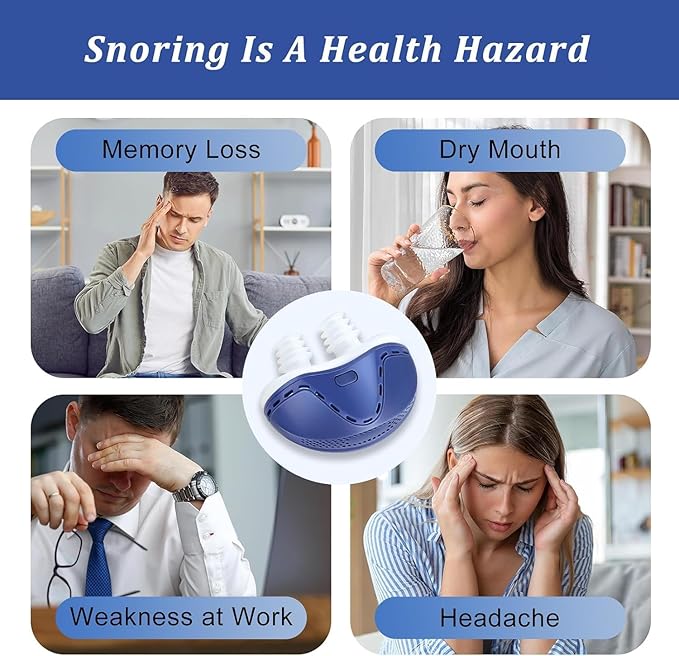 Anti Snoring Devices, Electric Anti Snoring Device, Effective Snoring Prevention, Sleep Apnea Devices for Men and Women, Adjustable Wind Speed, Suitable for All Nose Shapes, Blue