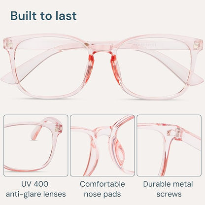 Blue Light Blocking Glasses - Fashion Square Eyeglasses, Anti UV Ray Computer Gaming Glasses Blue Blockers for Women/Men