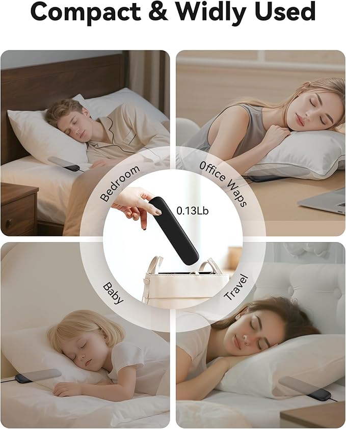 Under Pillow Speaker Bluetooth, 36 Built-in Soothing White Noise Sleep Sound Machine with Wired Remote, Bone Conduction, 3 Timer, 24H Battery for Side Sleeper, Office Nap & Travel Essential