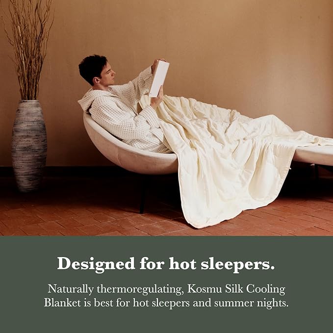 Silk Comforter Queen Size | 100% Mulberry Silk Fill with Organic Bamboo Viscose Shell | Summer Cooling Blanket for Hot Sleepers, Lightweight Breathable All-Season Bedding (Cream, 90"x90")