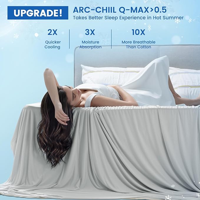 PHF Double Cooling Blanket for Hot Sleepers Twin Size, Arc-Chill Q-Max>0.5 with Double Cooling, Summer Blanket Absorbs Heat to Keep Cool All Night for Night Sweats (Silver Grey, 60''x80'')