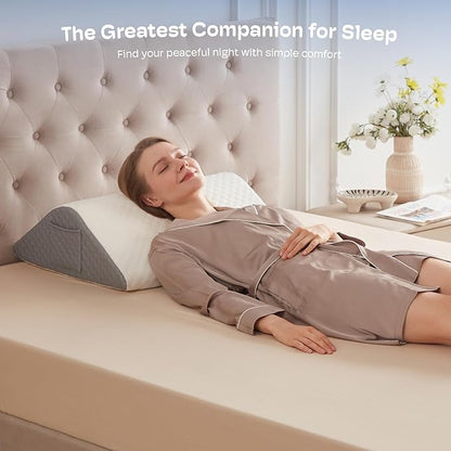 Triangle Wedge Pillow, Wedge Pillow for Acid Reflux, Back Pain Relief, Cooling Memory Foam Top, Bed Wedge Pillows for Headboard, Sleeping, Snoring, Back Support, After Surgery.