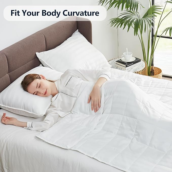 Weighted Blanket Twin Size (48"x72" 15lbs),Ultra Soft and Cozy Cooling Weighted Blanket Twin Size for Adult,Heavy Blanket with Machine Washable Soft Blanket, White