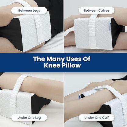 Knee Pillow for Side Sleepers,Leg Pillow,Knne Pillow,Leg Pillows for Side Sleeping,Memory Foam Support Ergonomic Pillows, Removable Cover,White&Black