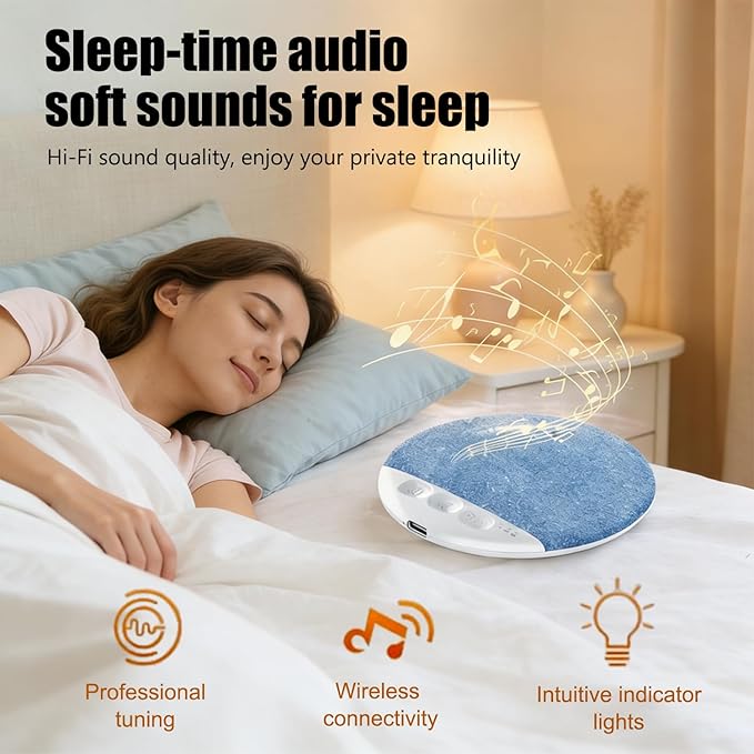Sleep Pillow Speaker, Pillow Speaker with White Noise Timer Sleep Aid with Stereo Bass Private Sleep Headphones (Upgrade)