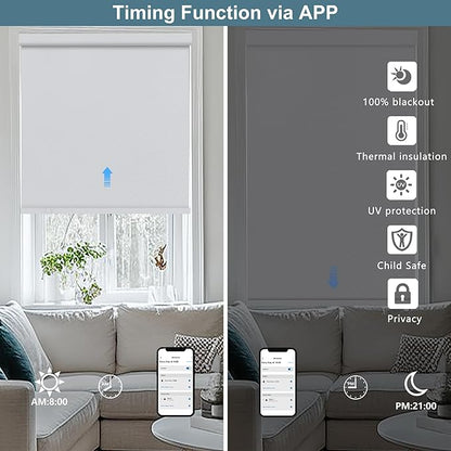 Bringnox No Drill Motorized Blinds with Remote,Blackout Windows,with Apple Homekit,Alexa,Google, with App,Voice Control Custom Size