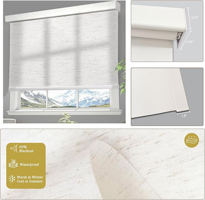 Motorized Blinds with Remote Cordless Automatic Motorized Shades Custom Blinds for Windows Smart Curtains Compatible with Alexa Google Home(Light Filtering Linen Sandy Beach,W52 x H72in)