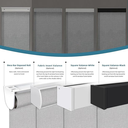 Motorized Light Filtering Roll Shades Work with HomeKit, 70% Blackout Motorized Blinds for Windows, Electric Blinds with Remote, APP/Voice Control, Automatic Solar Shades, Texture Smoke