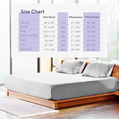 YnM Cooling Bed Sheet Set with 100 Percent Rayon Derived from Bamboo, 400TC Fabric with 2 Pillowcases and Flat Sheet, Deep Pocket Fit 19'', Silky-Soft & Sweat Wicking, 4 Piece (Full, White)