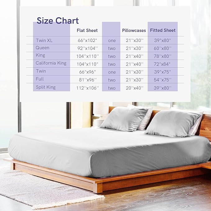 YnM Cooling Bed Sheet Set with 100 Percent Rayon Derived from Bamboo, 400TC Fabric with 2 Pillowcases and Flat Sheet, Deep Pocket Fit 19'', Silky-Soft & Sweat Wicking, 4 Piece (Queen, White)