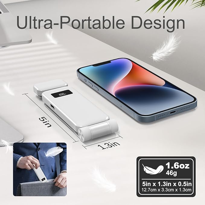 Rechargeable Clip-On Book Light with Battery Indicator — 9 Modes (3 Color × 3 Brightness), USB-C Fast Charge, Ultralight 1.6 oz & 0.49" Slim, Bed Reading Lamp Stocking Stuffer for Book Lovers, White